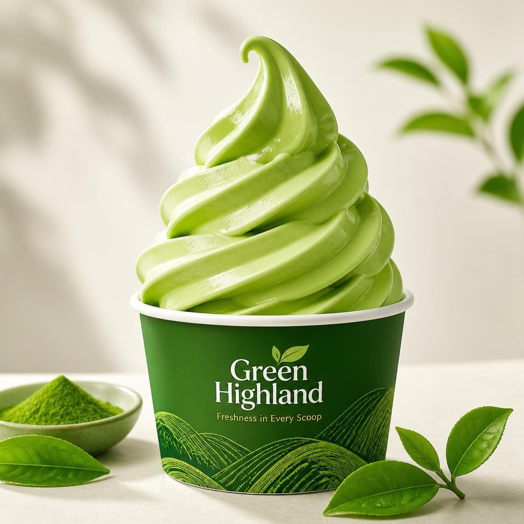 Green Highland Te Sate dengan teh hijau ringan dan rasa segar yang dapat dicustom